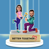 Forever Caricature - Caricature Gift for Couples | Showpiece, Acrylic featuring a smiling couple in playful poses with 'Better Together' text on wooden base. Ideal for romantic home decor or anniversary gifts.
